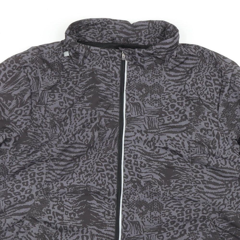 Atmosphere Womens Grey Geometric Rain Coat Jacket Size 12 Zip