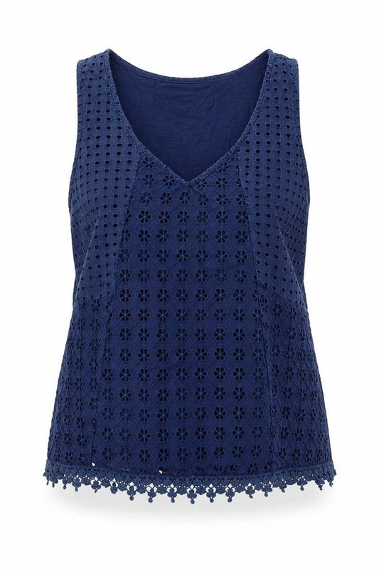 Atmosphere Womens Blue Geometric Cotton Basic Tank Size 12 V-Neck