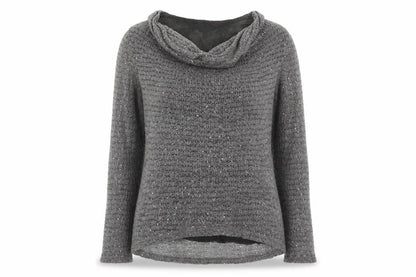 Karlotta Womens Grey Cowl Neck Acrylic Pullover Jumper Size L