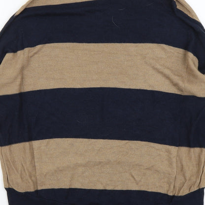 Marks & Spencer Womens Beige Boat Neck Striped Viscose Pullover Jumper Size S