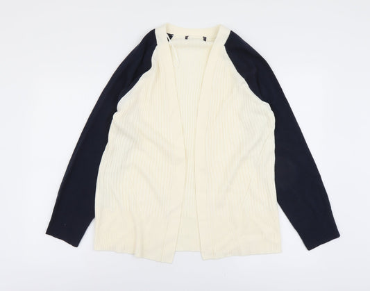 Marks and Spencer Womens Ivory V-Neck Acrylic Cardigan Jumper Size 14 - Ribbed