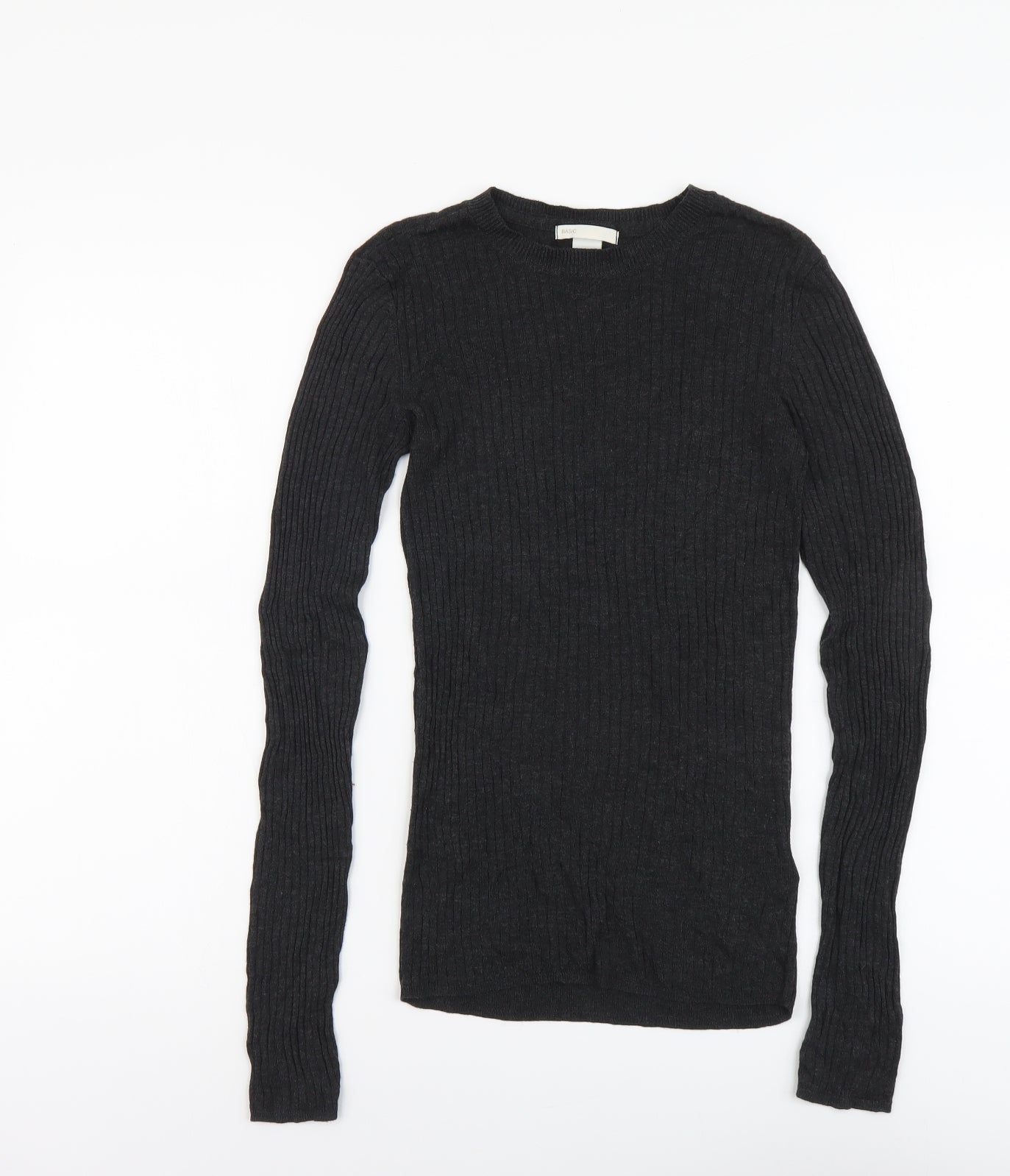 H&M Womens Black Scoop Neck Acrylic Pullover Jumper Size XS - Ribbed