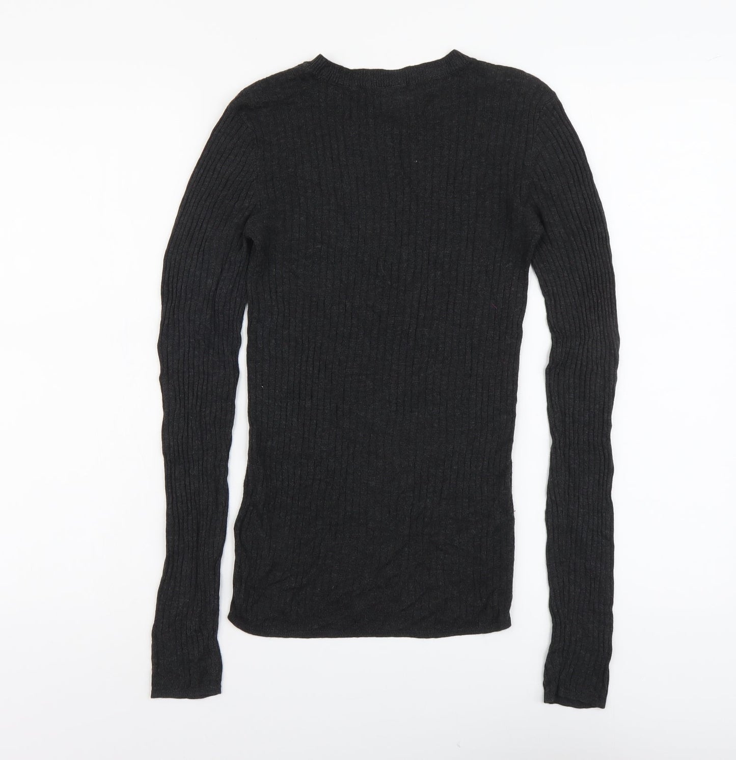 H&M Womens Black Scoop Neck Acrylic Pullover Jumper Size XS - Ribbed