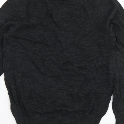 Marks & Spencer Mens Grey V-Neck Cotton Pullover Jumper Size S Long Sleeve