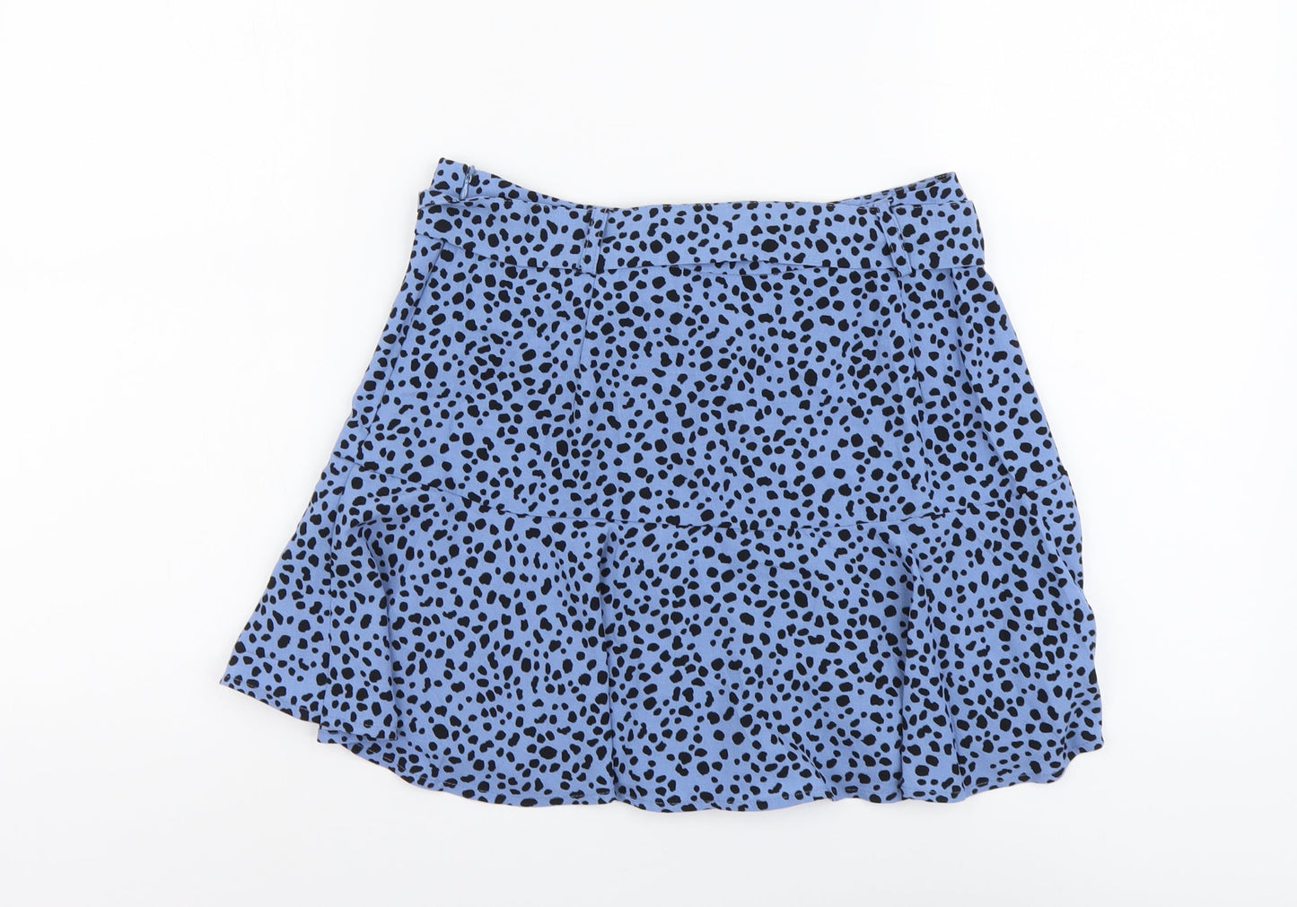 Stradivarius Womens Blue Polka Dot Viscose Skater Skirt Size M Zip