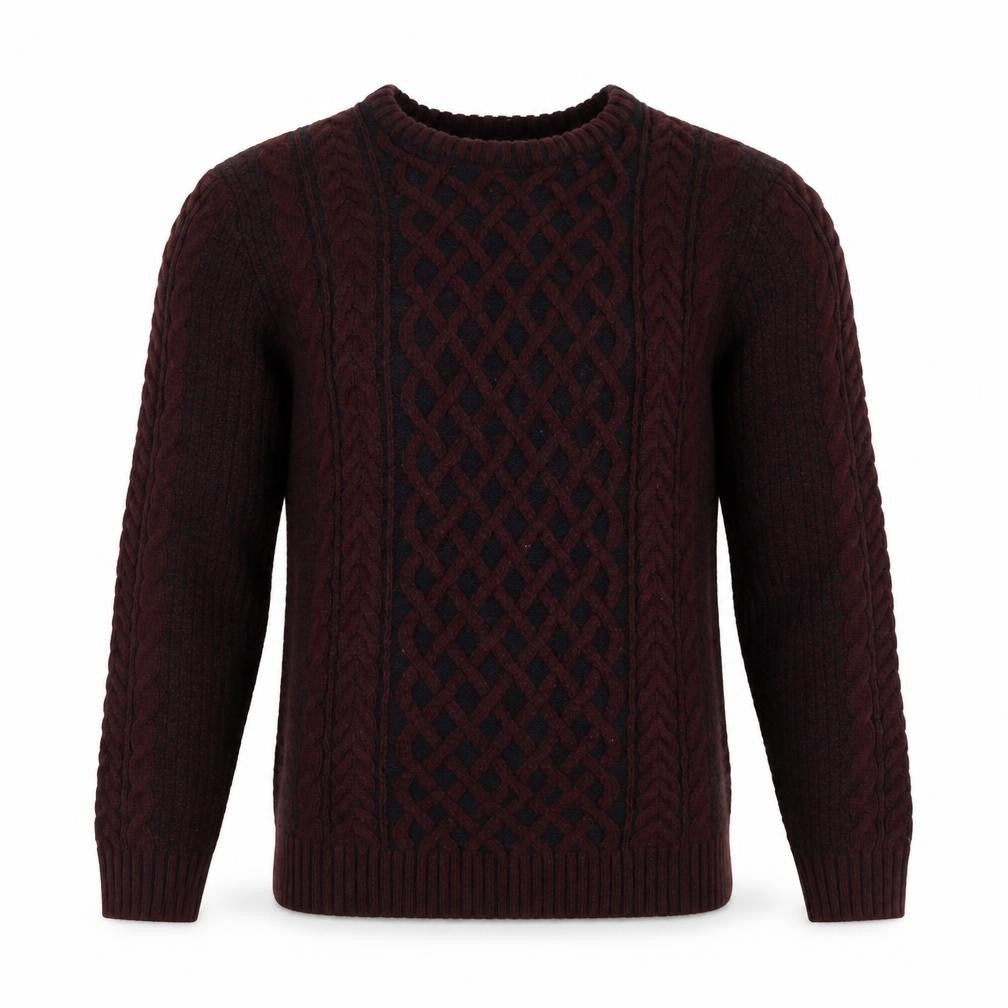 River Island Mens Red Round Neck Geometric Acrylic Pullover Jumper Size M Long Sleeve