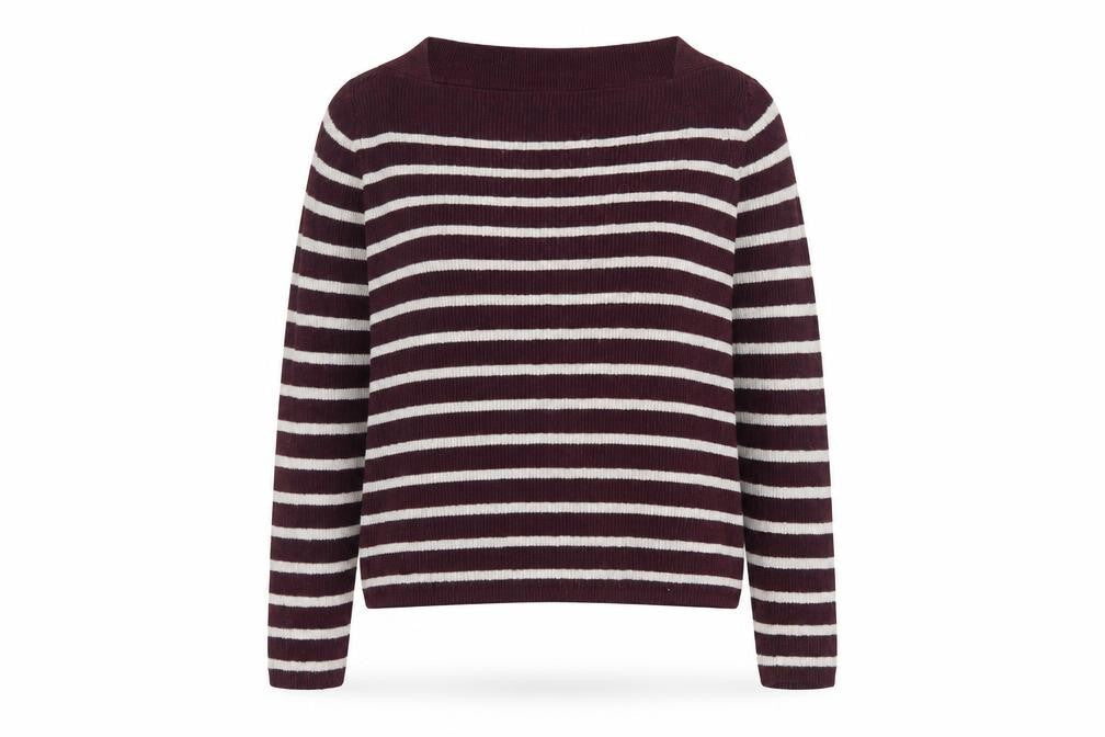 H&M Womens Purple Square Neck Striped Cotton Pullover Jumper Size M