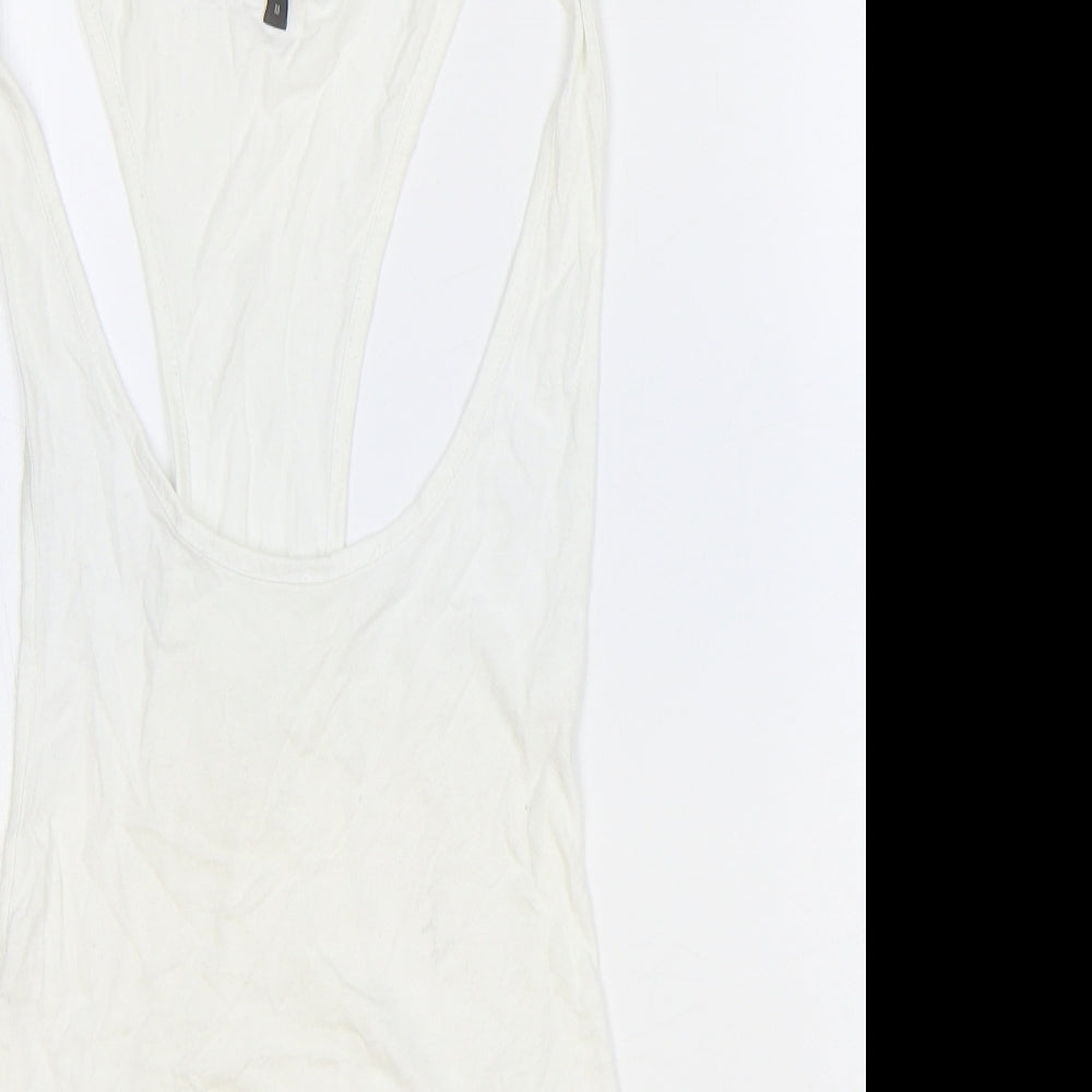 ASOS Womens White 100% Cotton Basic Tank Size M Scoop Neck