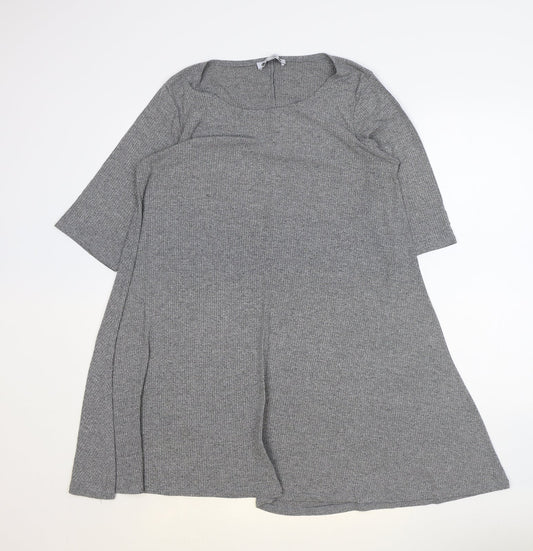WILDE Womens Grey Polyester Jumper Dress Size L Boat Neck Pullover