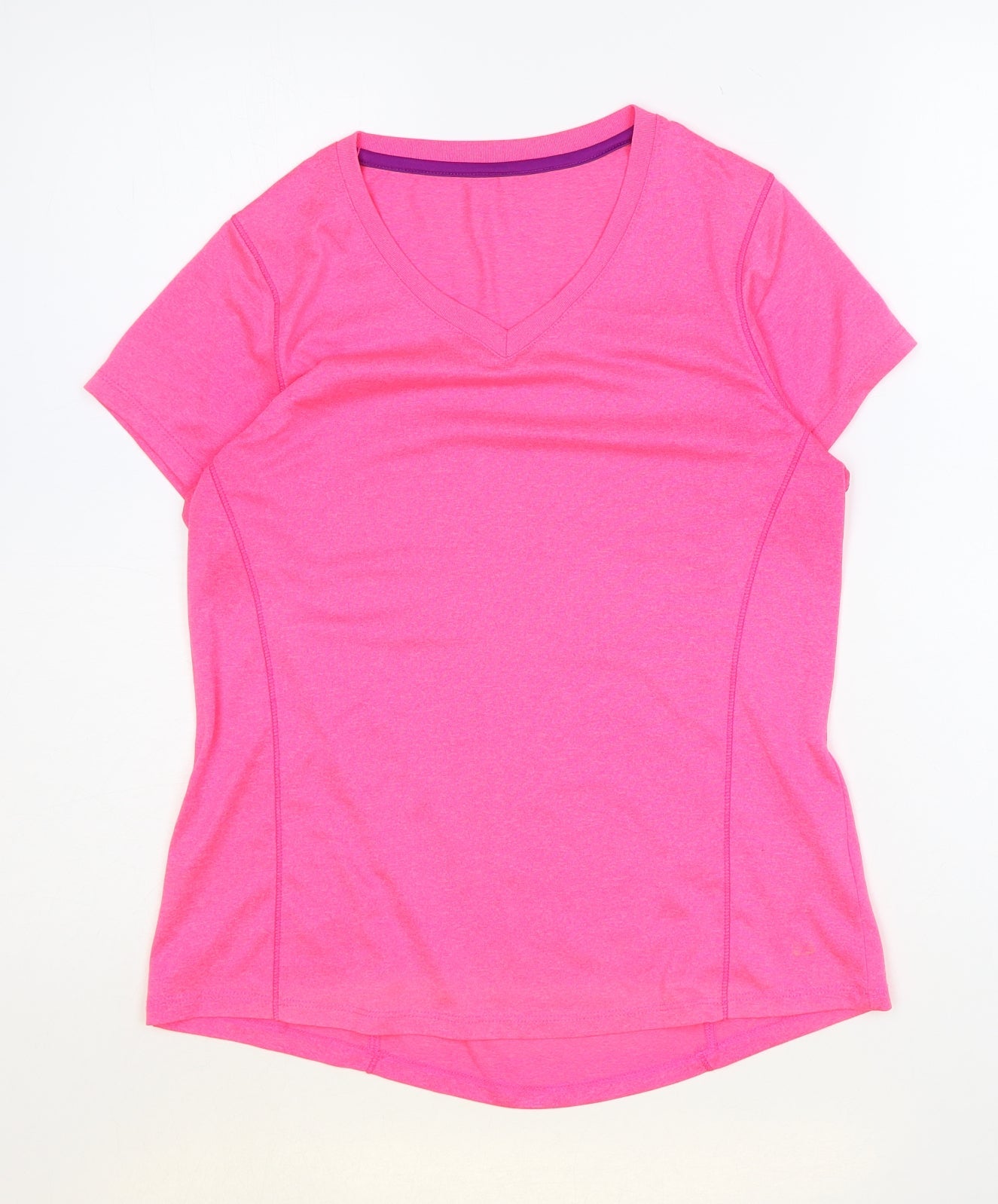 Preworn Womens Pink Polyester Basic T-Shirt Size S Round Neck