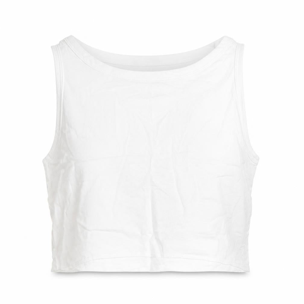 Primark Womens White Viscose Cropped Tank Size 6 Round Neck