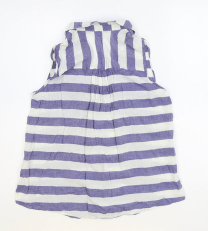 Zara Womens Blue Striped 100% Cotton Basic Button-Up Size XS Collared
