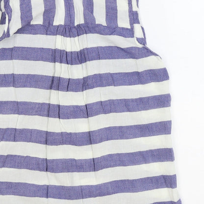 Zara Womens Blue Striped 100% Cotton Basic Button-Up Size XS Collared