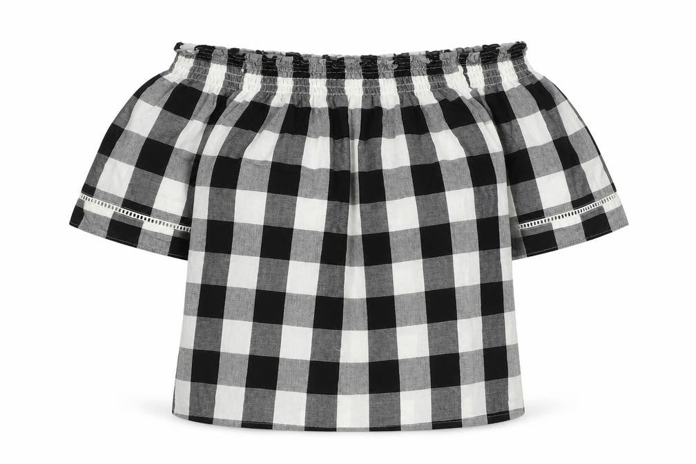 Papaya Womens Black Check Polyester Basic Blouse Size 10 Boat Neck