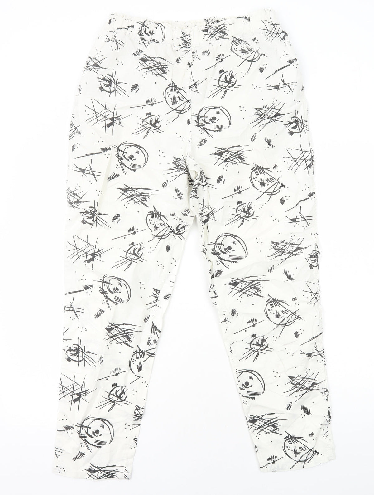 Preworn Womens White Geometric Cotton Jogger Trousers Size XS Regular