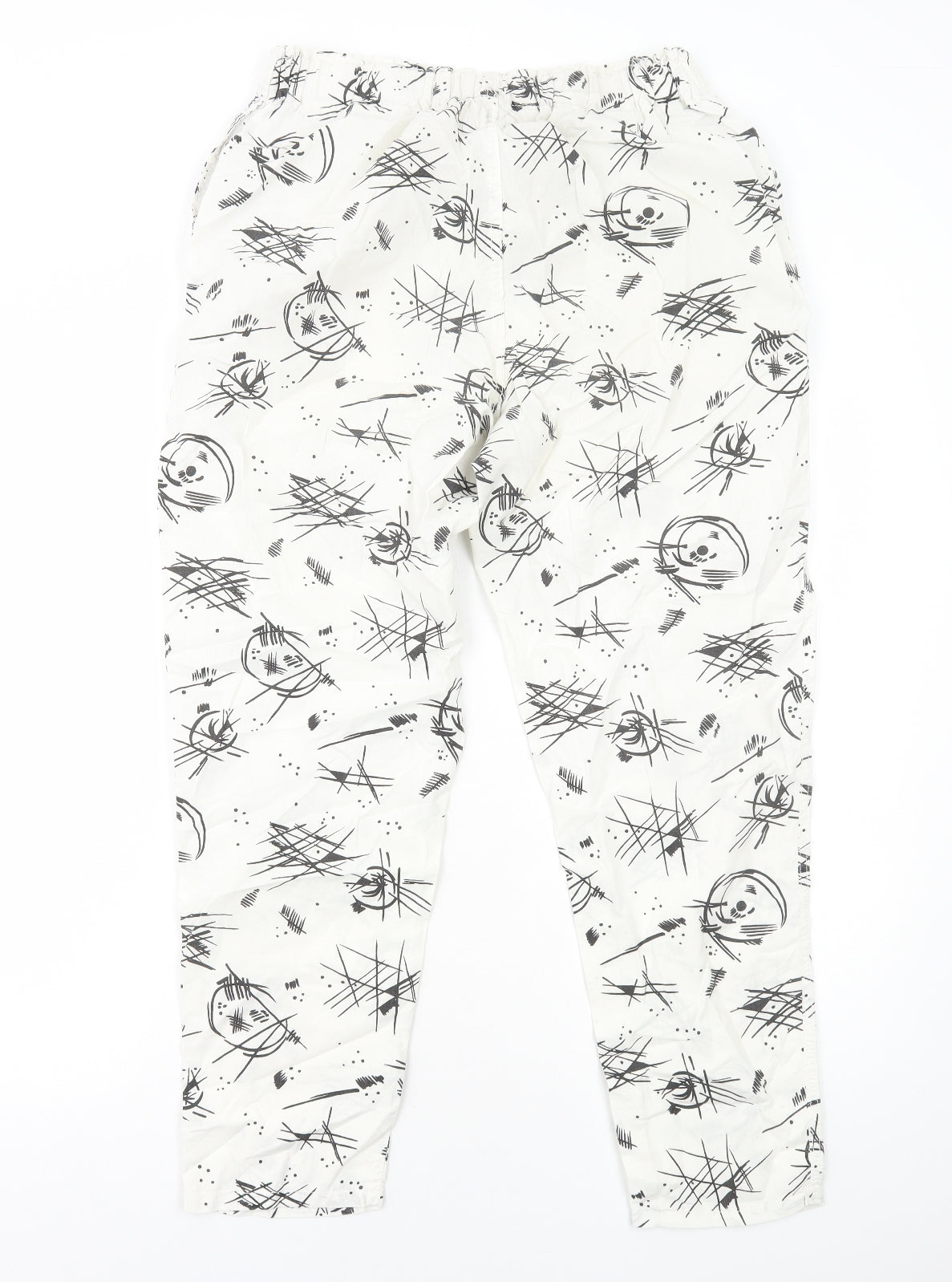 Preworn Womens White Geometric Cotton Jogger Trousers Size XS Regular