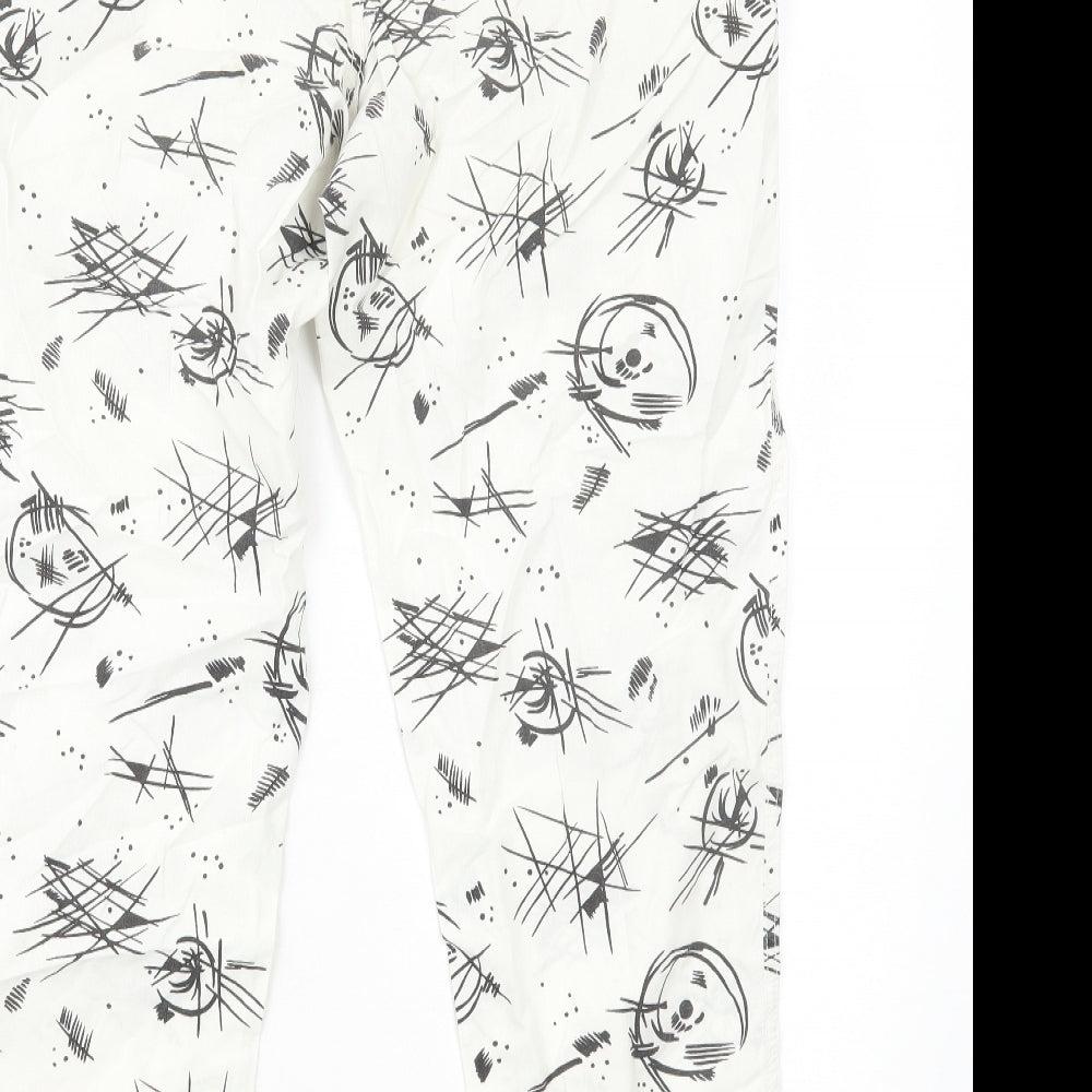Preworn Womens White Geometric Cotton Jogger Trousers Size XS Regular