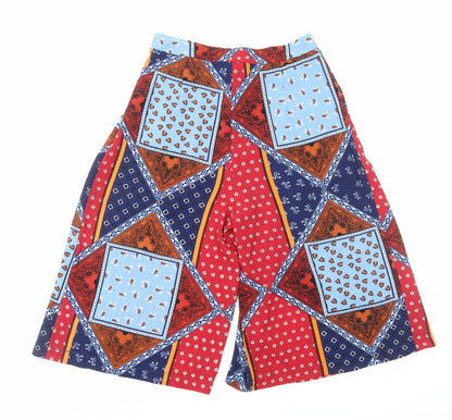 Sweewë Womens Multicoloured Geometric Viscose Cropped Trousers Size M Regular Zip