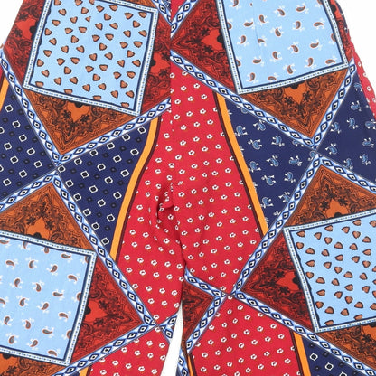 Sweewë Womens Multicoloured Geometric Viscose Cropped Trousers Size M Regular Zip