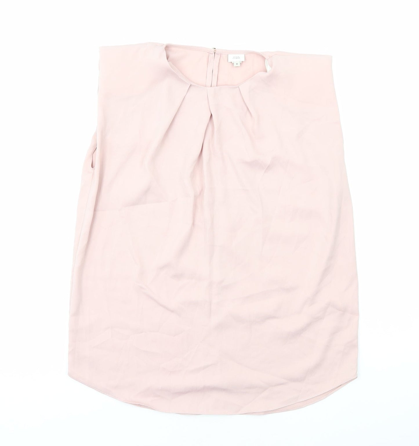 River Island Womens Pink Polyester Basic Blouse Size 8 Round Neck - Pleat Detail