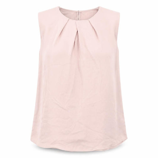 River Island Womens Pink Polyester Basic Blouse Size 8 Round Neck - Pleat Detail