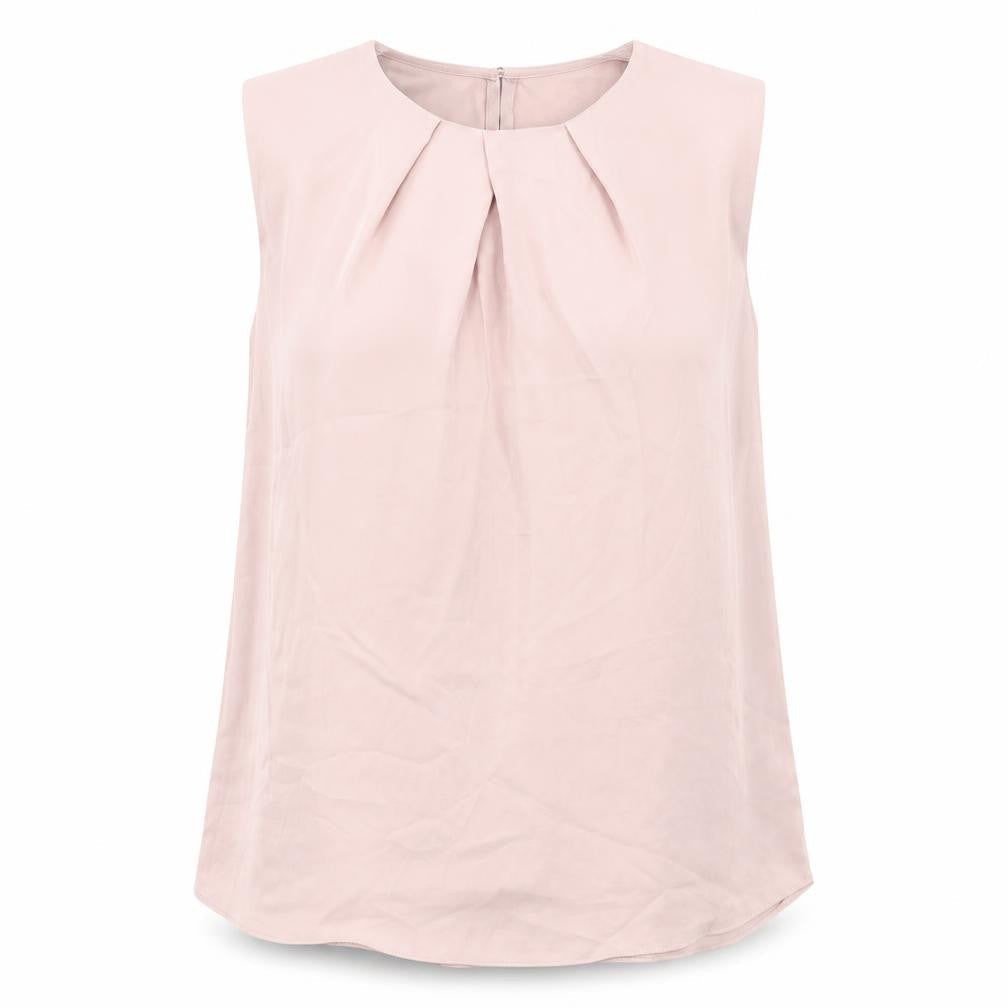 River Island Womens Pink Polyester Basic Blouse Size 8 Round Neck - Pleat Detail