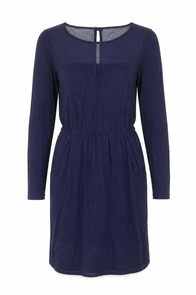 Warehouse Womens Blue Polyester Fit & Flare Size 10 Round Neck Pullover