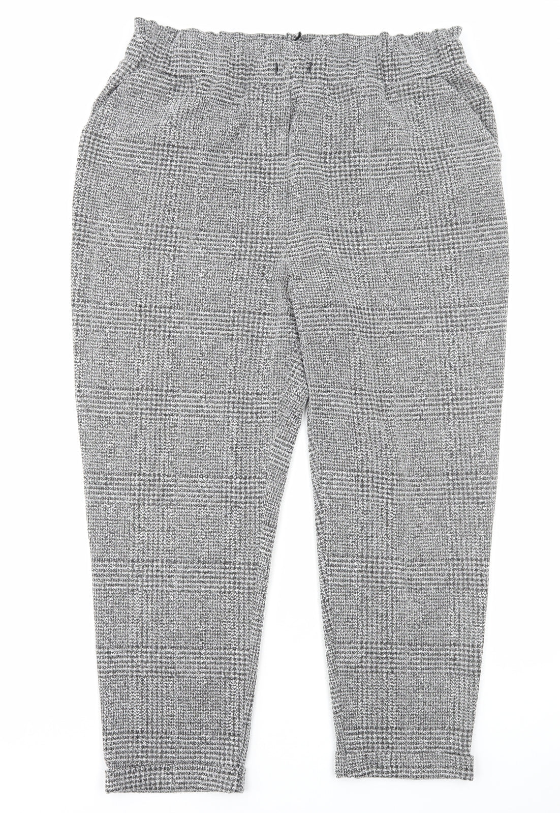 Preworn Womens Grey Plaid Polyester Dress Pants Trousers Size XL Regular