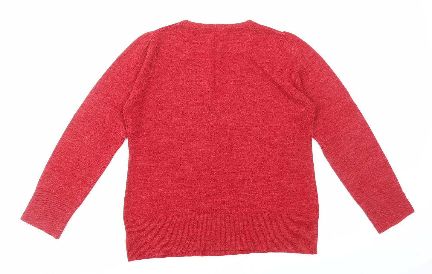 E-vie Womens Red V-Neck Acrylic Pullover Jumper Size 18