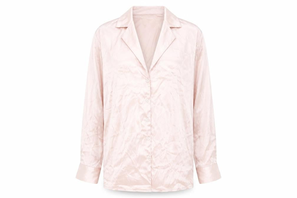 Nasty Gal Womens Pink Polyester Basic Button-Up Size 8 Collared