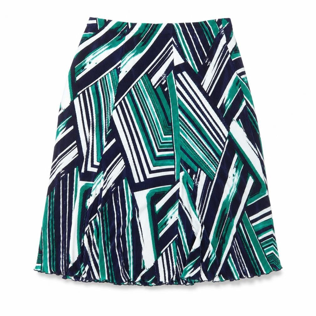Slimma Womens Green Geometric Polyester Swing Skirt Size S