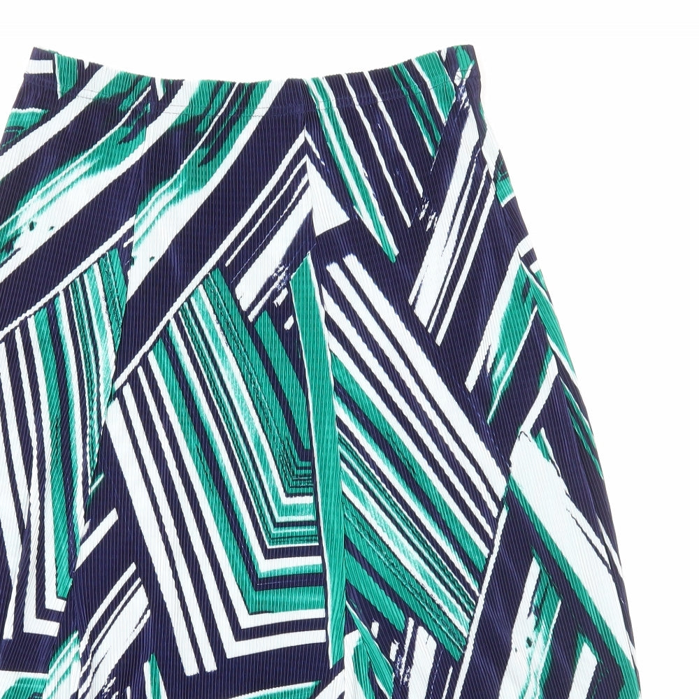 Slimma Womens Green Geometric Polyester Swing Skirt Size S