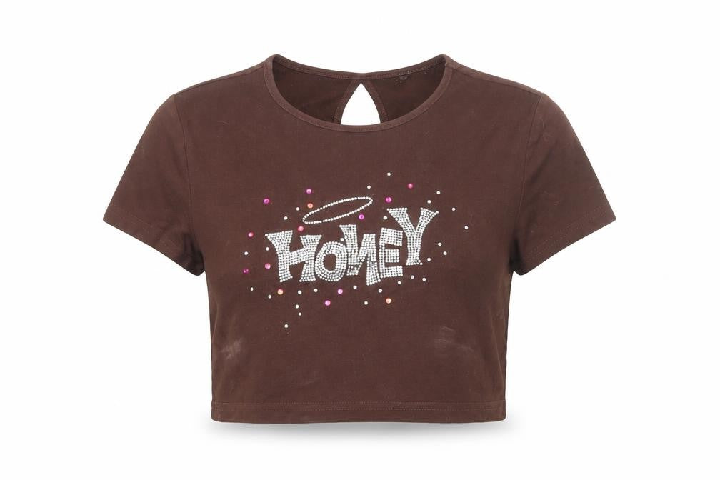 SheIn Womens Brown Viscose Basic T-Shirt Size XS Round Neck - Honey