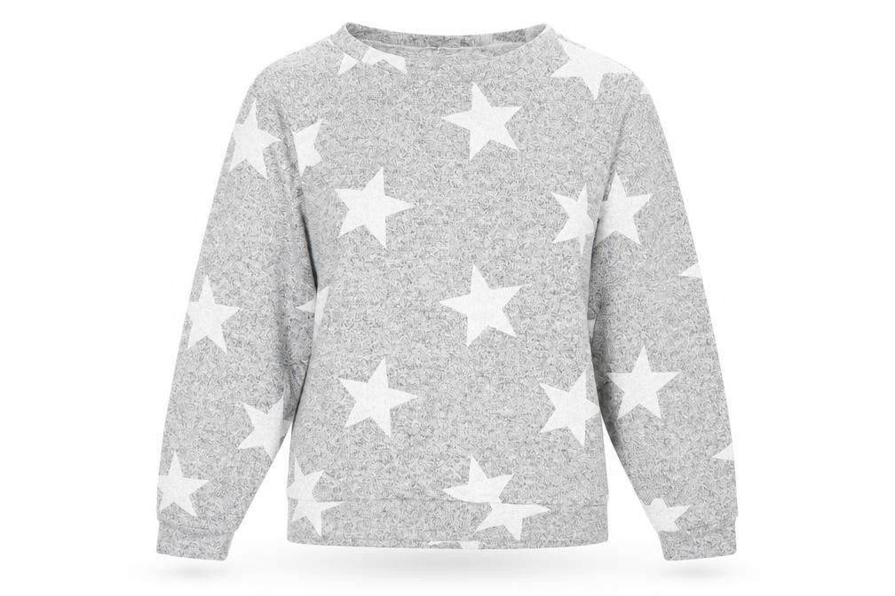 Boohoo Womens Grey Boat Neck Geometric Polyester Pullover Jumper Size M - Star
