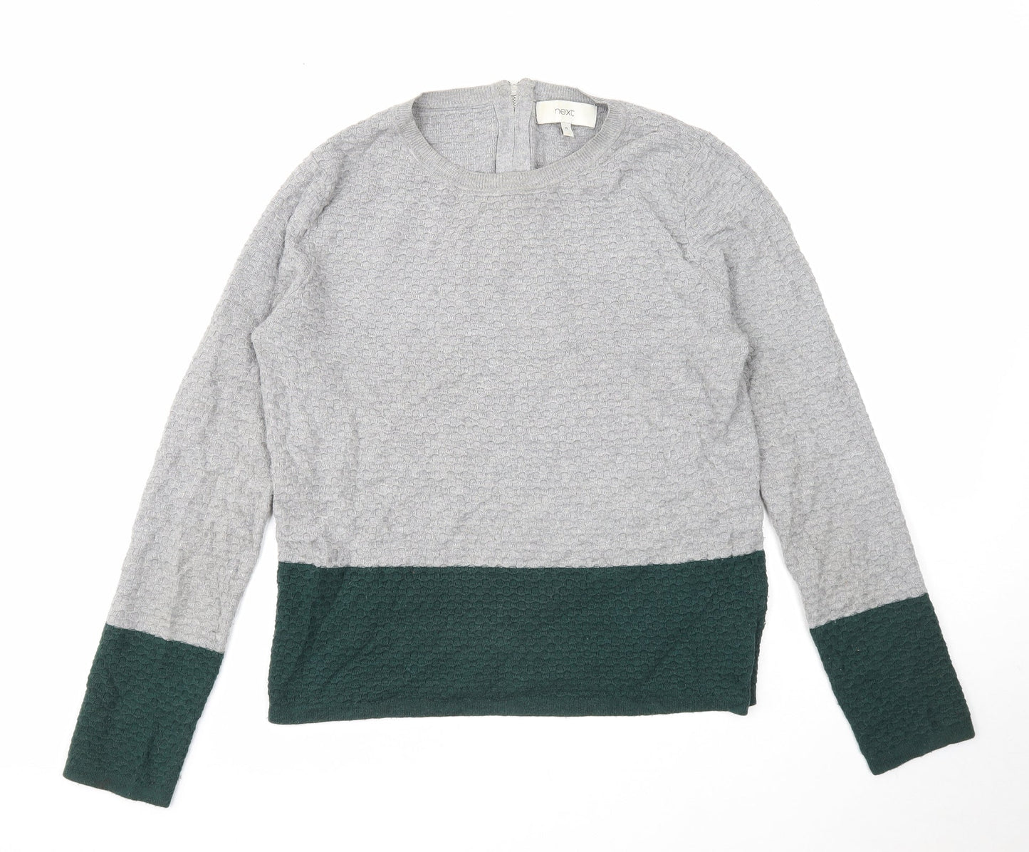 NEXT Womens Grey Round Neck Cotton Pullover Jumper Size 10