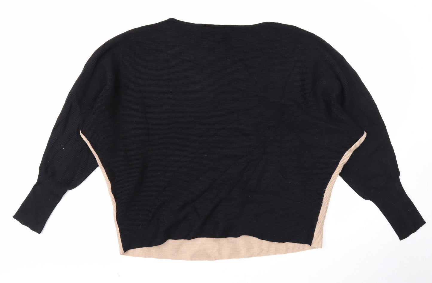 Friends Like These Womens Black Scoop Neck Viscose Pullover Jumper Size 18 - Colourblock Batwing