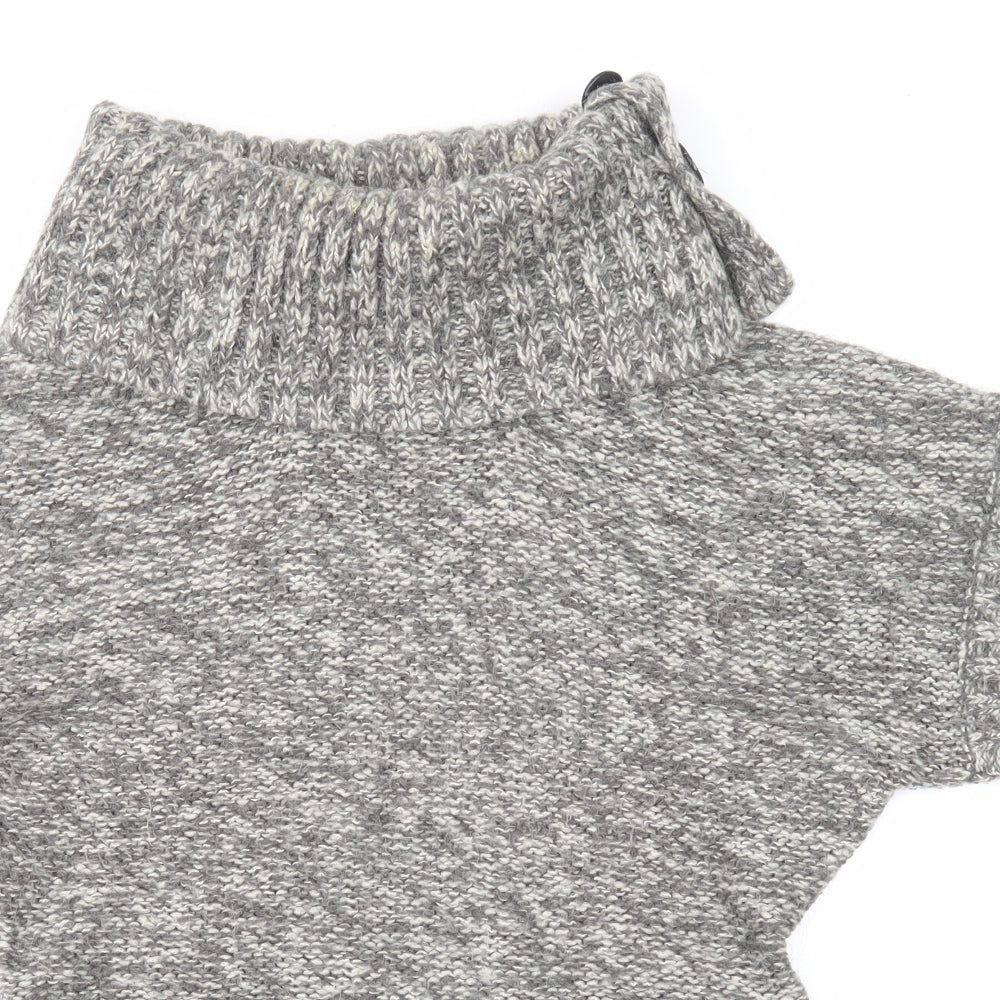 Like love Womens Grey Roll Neck Acrylic Pullover Jumper Size M
