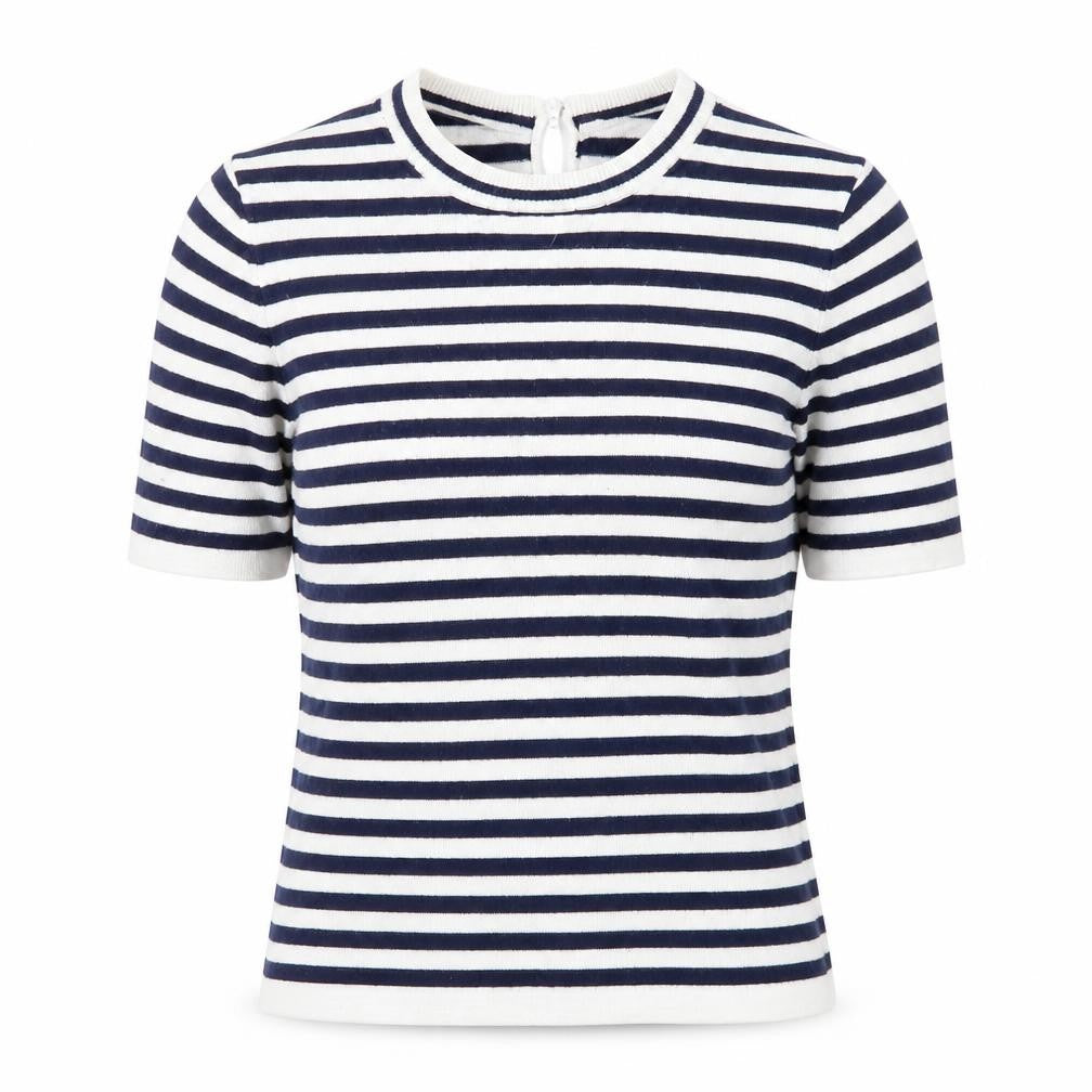 Zara Womens White Scoop Neck Striped Viscose Pullover Jumper Size S