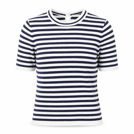 Zara Womens White Scoop Neck Striped Viscose Pullover Jumper Size S