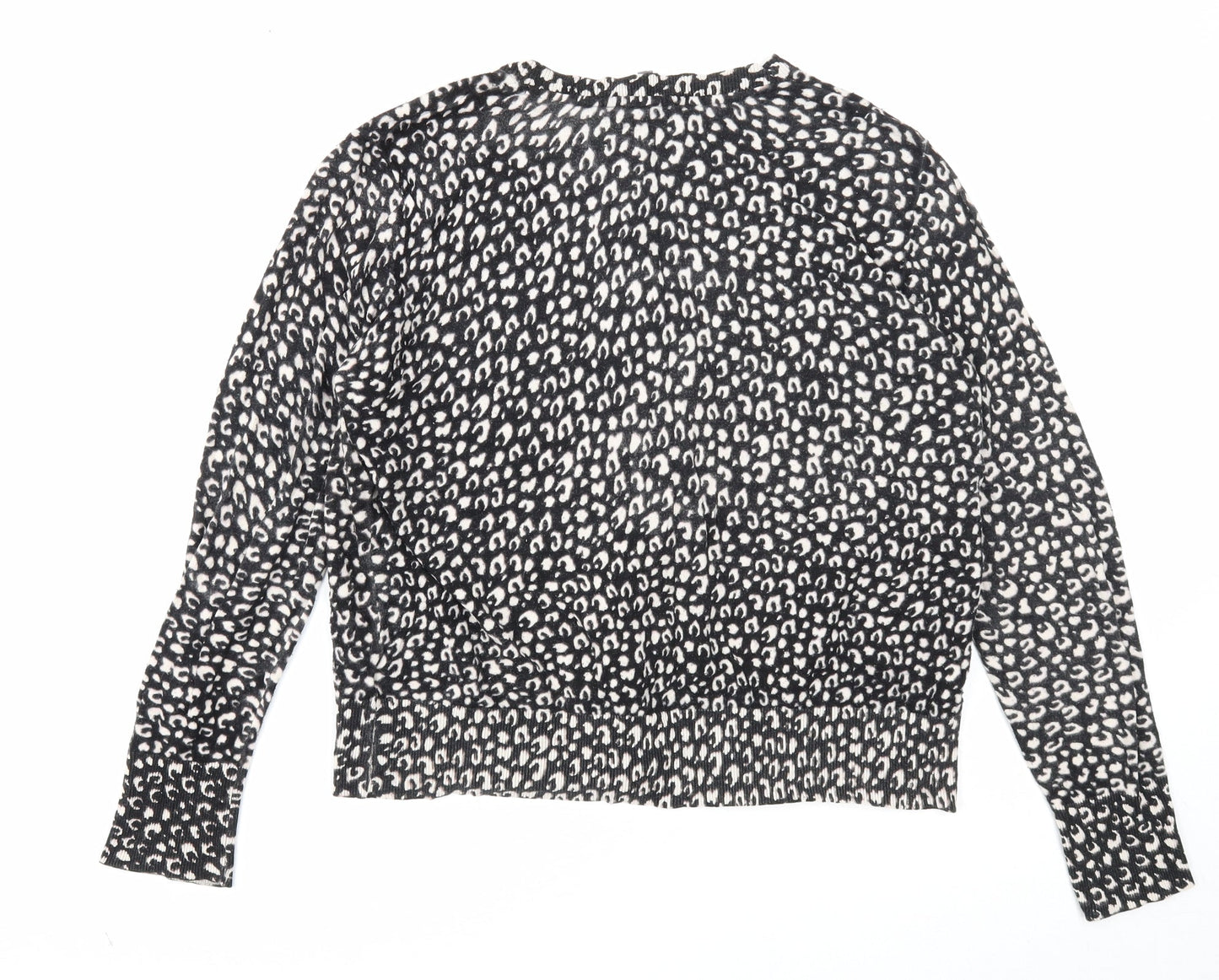 Principles Womens Black Round Neck Geometric Viscose Cardigan Jumper Size 16