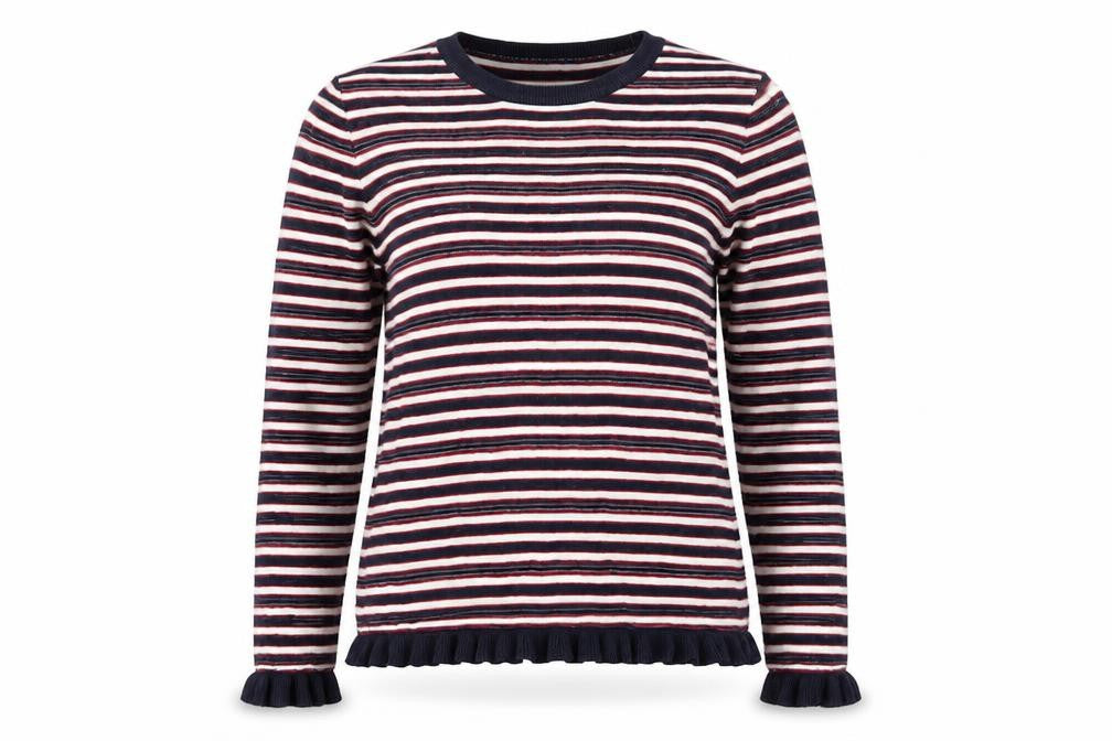 Papaya Womens Multicoloured Round Neck Striped Cotton Pullover Jumper Size 8