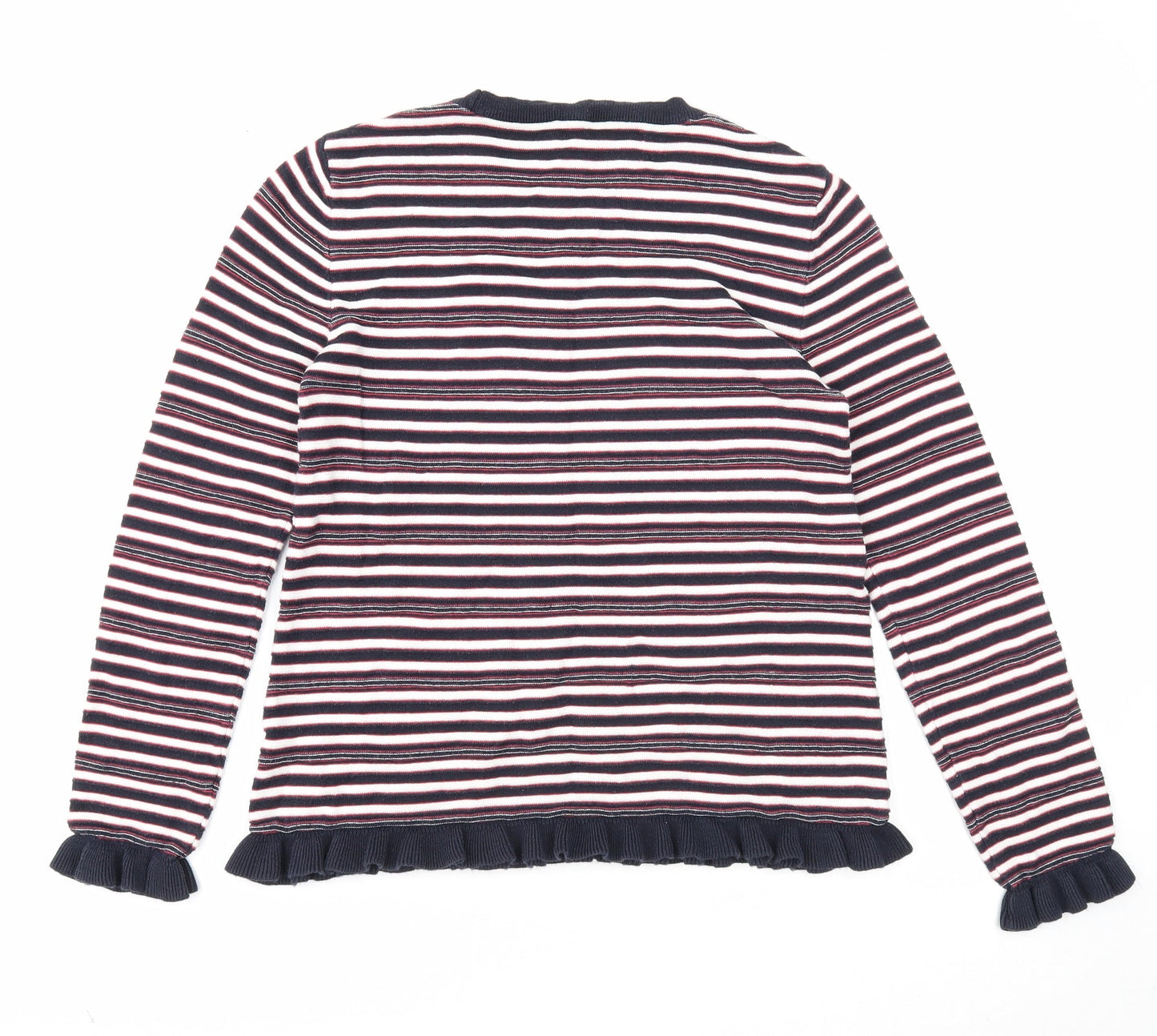Papaya Womens Multicoloured Round Neck Striped Cotton Pullover Jumper Size 8