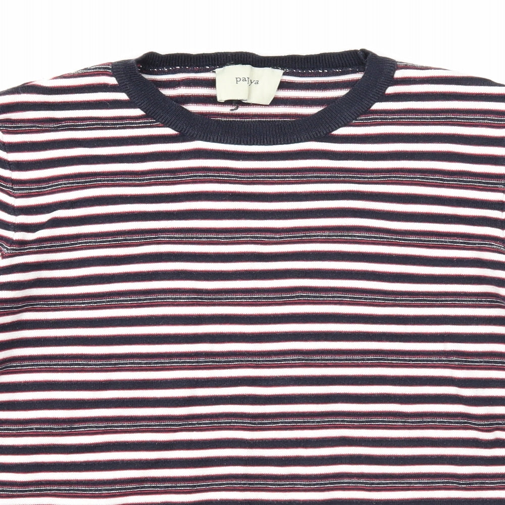 Papaya Womens Multicoloured Round Neck Striped Cotton Pullover Jumper Size 8
