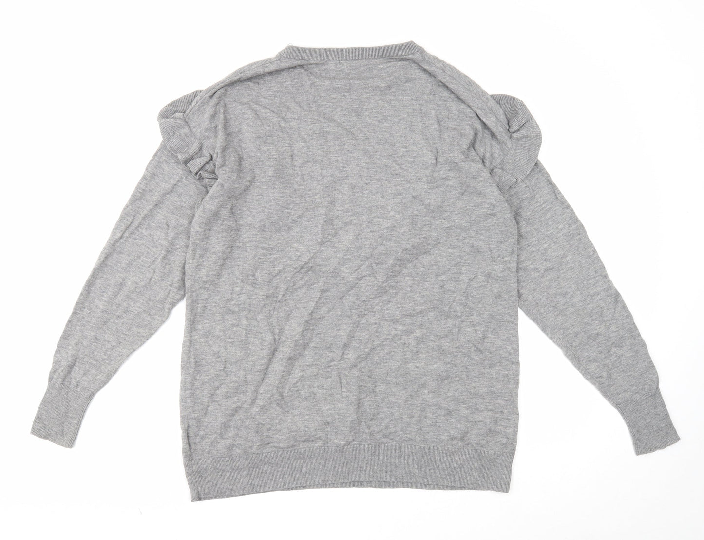 H&M Womens Grey Round Neck Polyamide Pullover Jumper Size XS