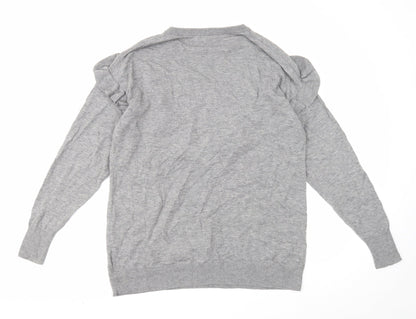 H&M Womens Grey Round Neck Polyamide Pullover Jumper Size XS
