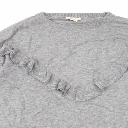 H&M Womens Grey Round Neck Polyamide Pullover Jumper Size XS