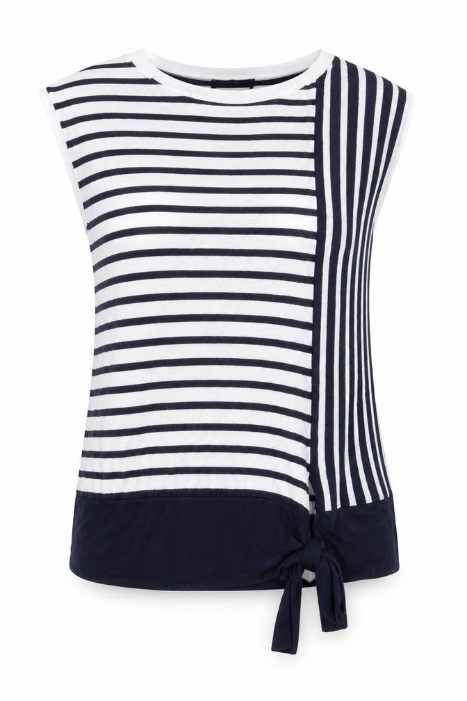 Marks & Spencer Womens White Round Neck Striped Viscose Pullover Jumper Size 10