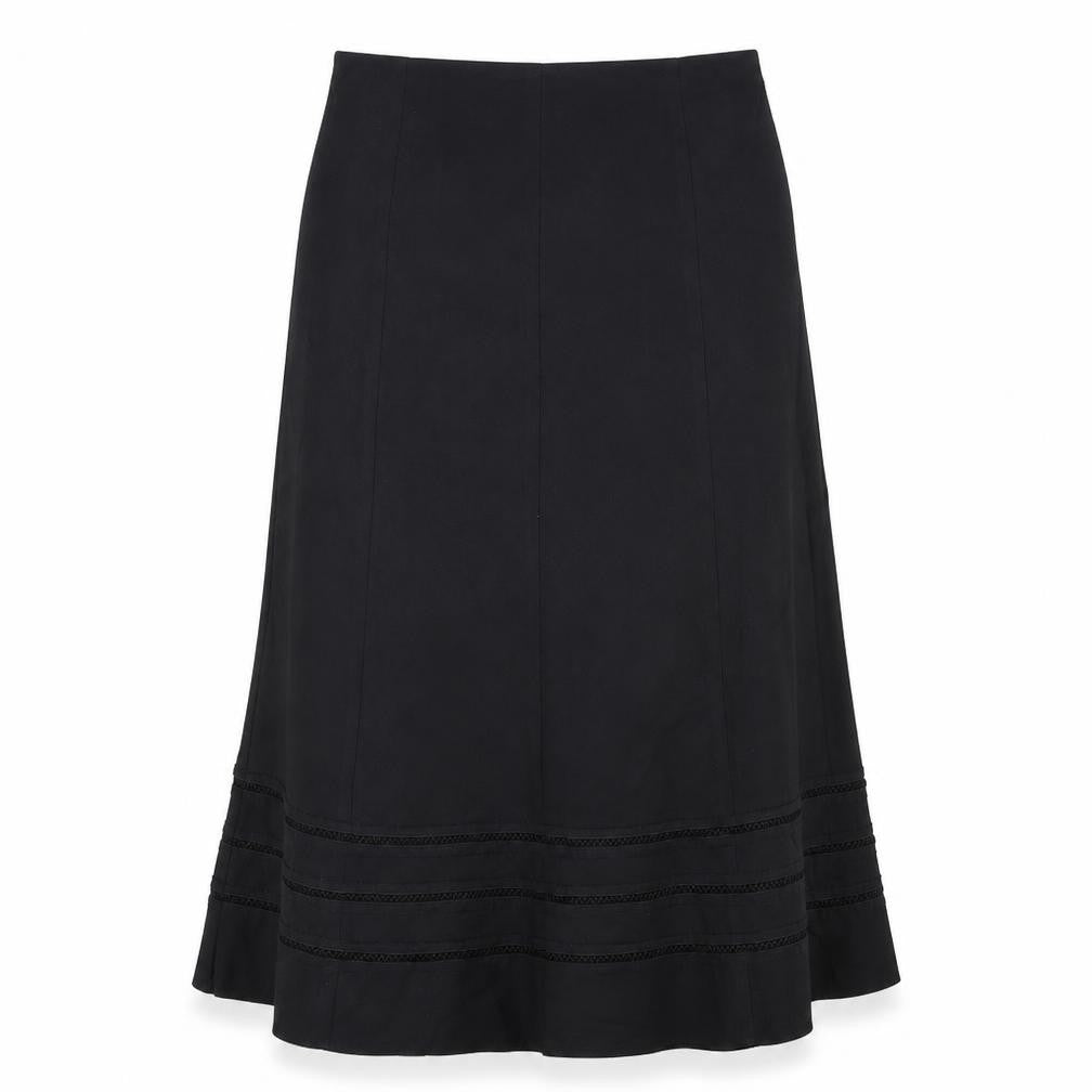 Marks & Spencer Womens Black Polyester Swing Skirt Size 14 Hook & Loop