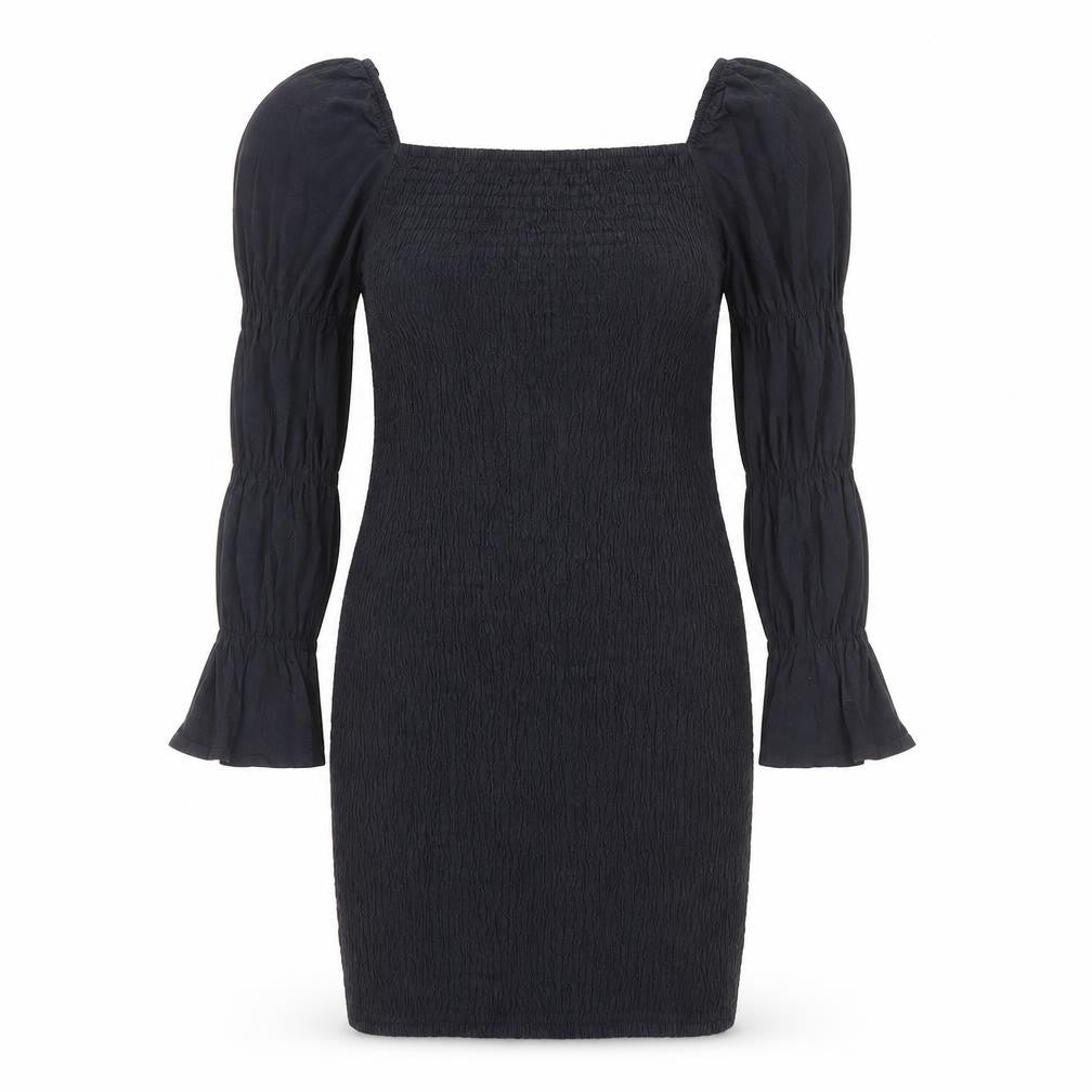 Bershka Womens Black Cotton Bodycon Size M Square Neck Pullover