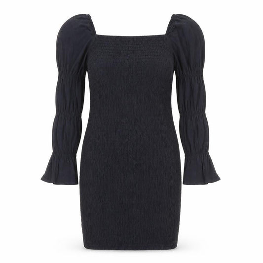 Bershka Womens Black Cotton Bodycon Size M Square Neck Pullover
